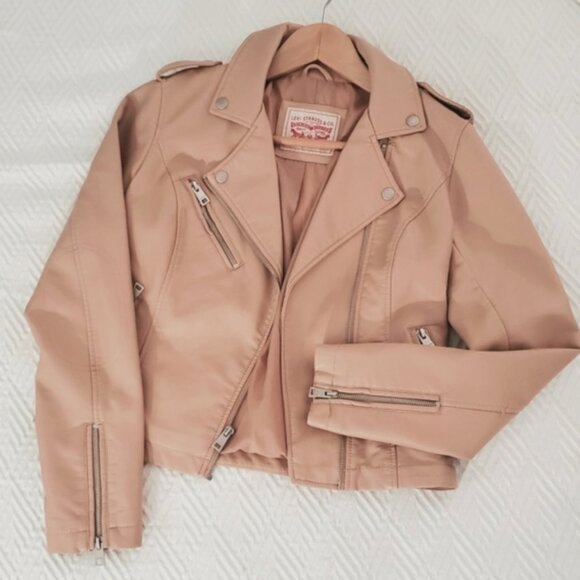 Levis Strauss Limited Edition Tan Faux Leather Moto Jacket - Picture 4 of 15
